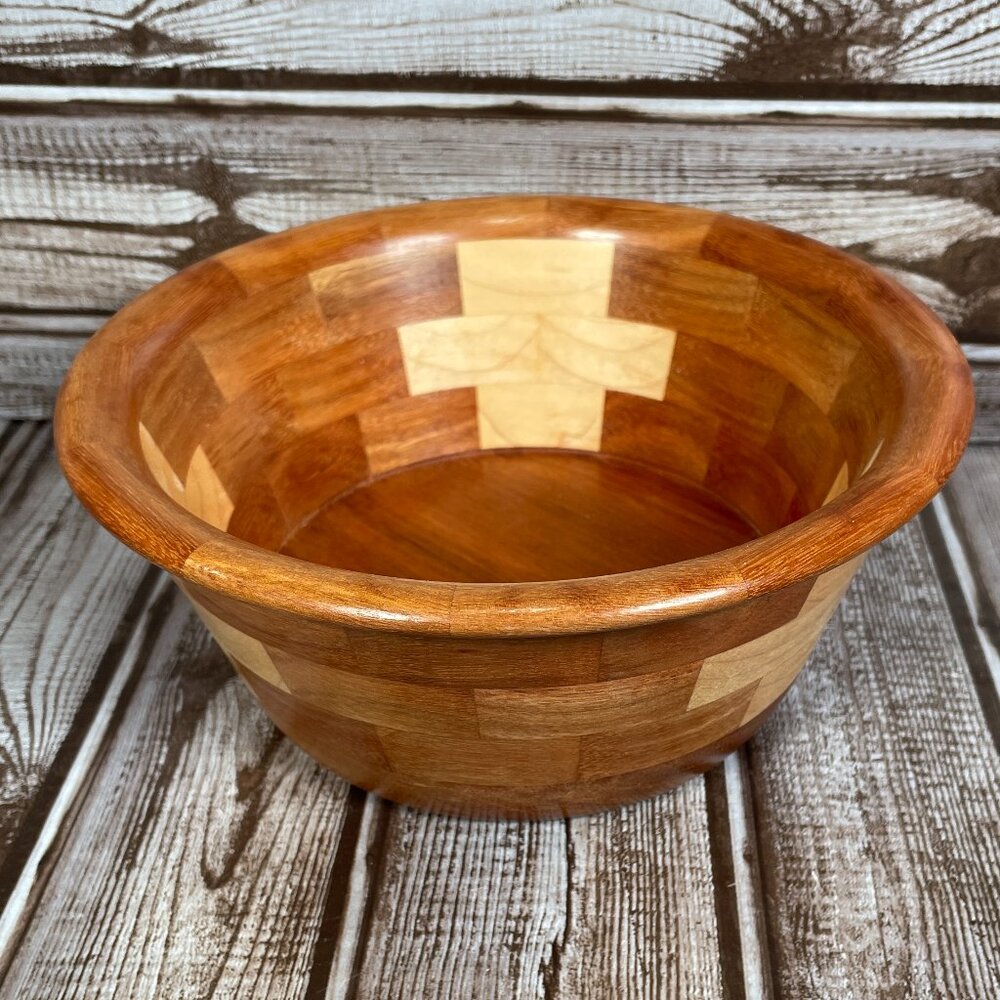 Handcrafted Handmade Two-Toned Wooden Bowl 7.5" Signed Ernest Erickson Kulm, ND